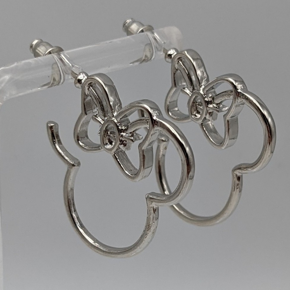 Minnie Mouse with bow silver hoop earrings
